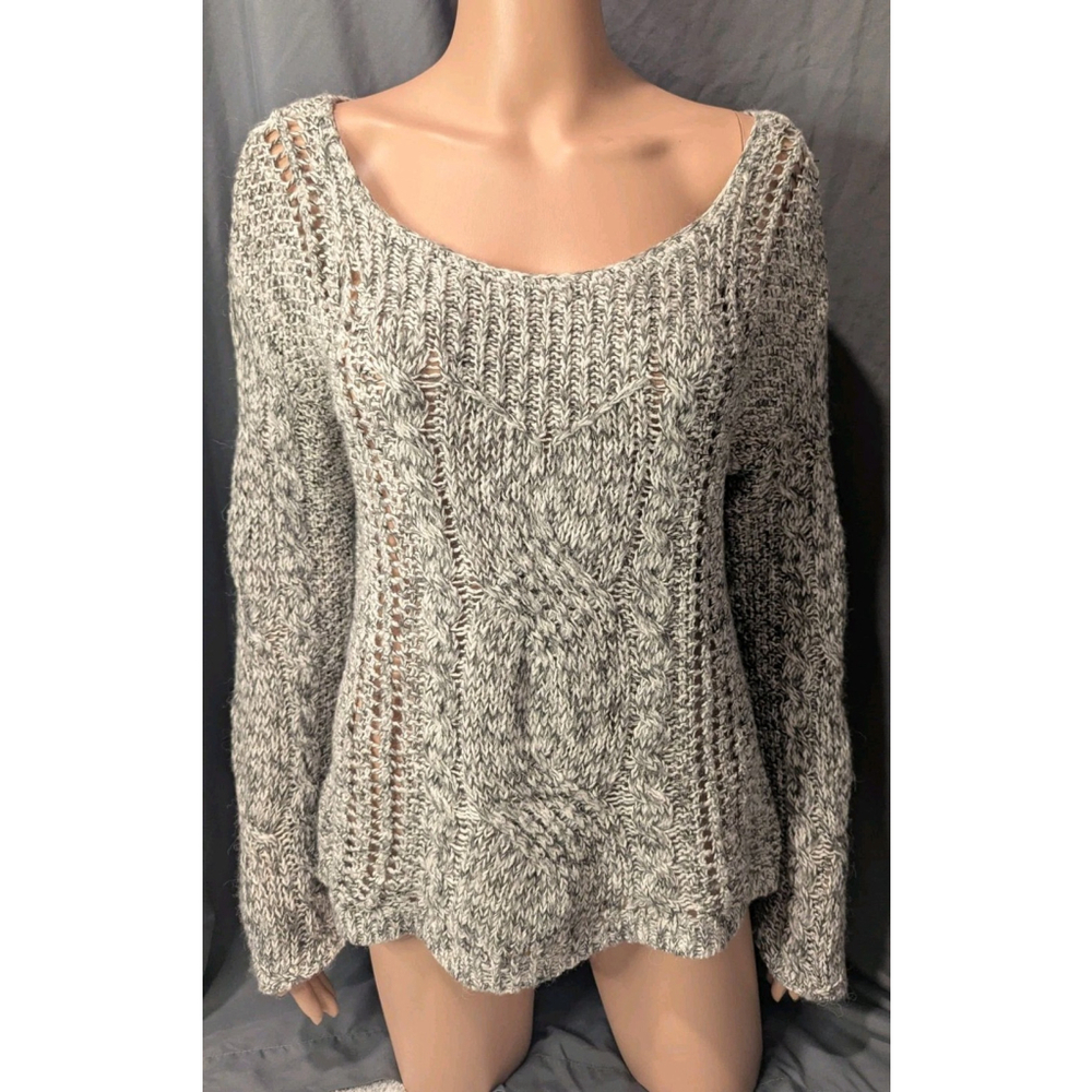 FREE PEOPLE PEGASUS WEST END Gray Marled Pullover Sweater Sz M